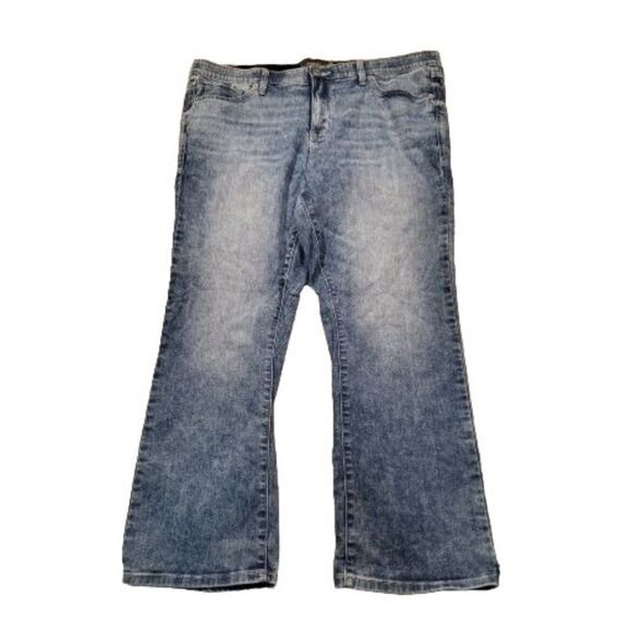Torrid Feel The Fit Jeans Women Sz‎ 18 Blue Denim Straight Leg Elastic Waist - Picture 1 of 6